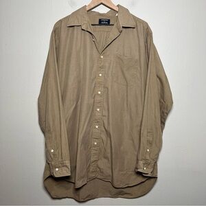 Gitman Bros Rochester Men Button Down Shirt Tan 17 / 36 Tall Brown Cotton Pocket